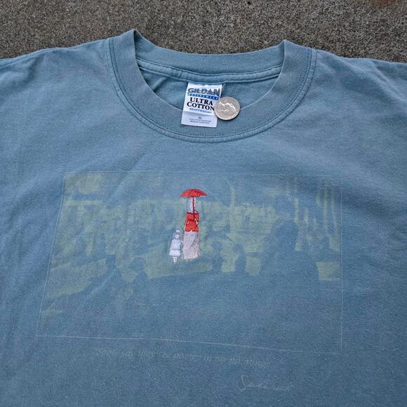 vtg 90s GEORGES SEURAT Sunday Afternoon On La Grande Jatte Art T Shirt Blue XL - Picture 3 of 6